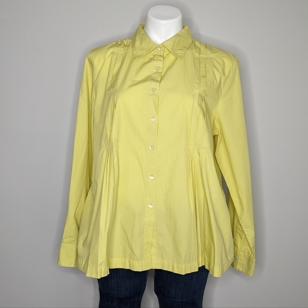 J Jill yellow cotton button up shirt L